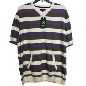 Nautica Mens Nautica Jeans Co. Striped Crewneck T-Shirt grape XXL $80